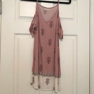 Pink and White strap mini dress with tie sleeves